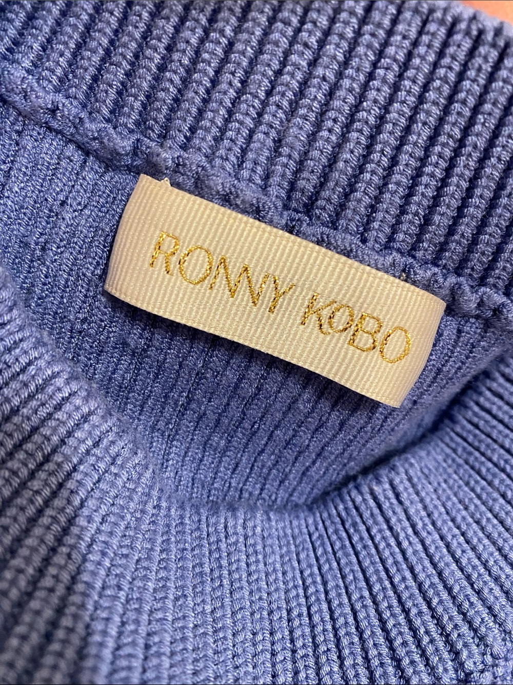 Ronny Kobo Collection Ribbed Knit Maxi Dress - Blue. Size XS - Picture 3 of 7
